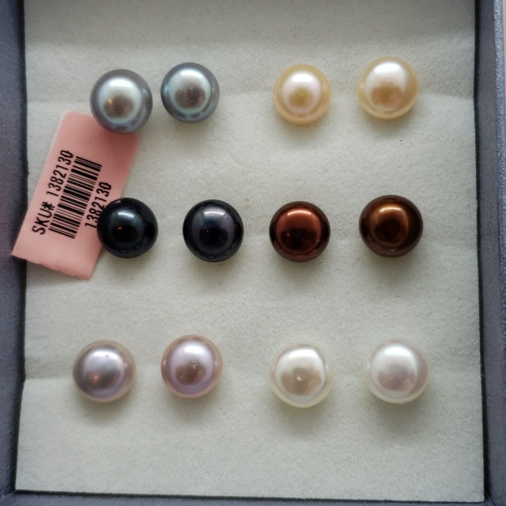 Freshwater Pearl Earrings -  Set of 6